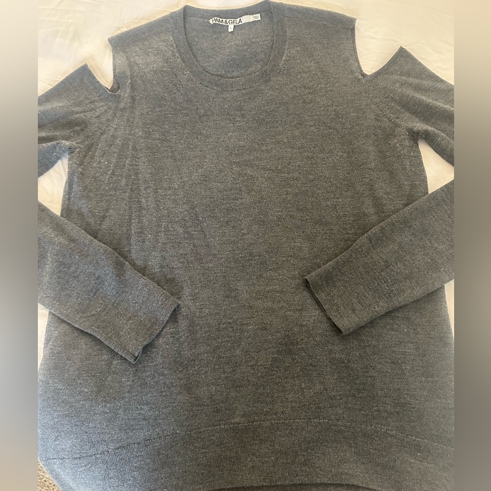 Pam & Gela shoulder cutout sweater